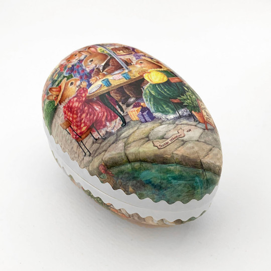 4-1/2" Holly Pond Hill Bunny Cafe Easter Egg Container ~ Germany